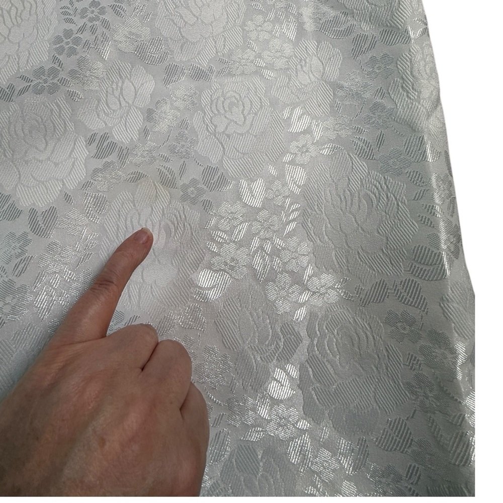 John Meyer Collection Plus Size Jacquard Floral Textured White Formal Dress - Picture 14 of 15